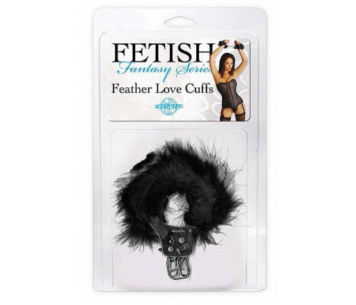 Наручники металлические Feather Love Cuffs с пухом черные