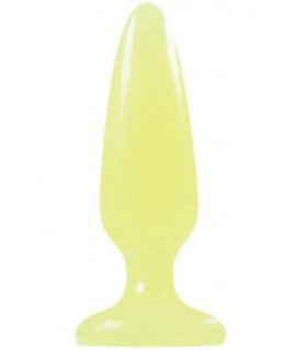 Анальная пробка Firefly Pleasure Plug - Small - Yellow светящаяся в темноте