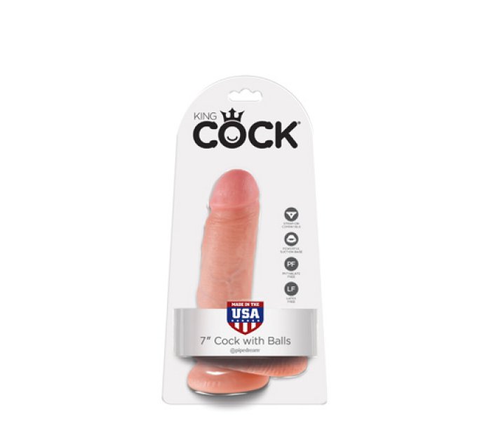 Фаллоимитатор с мошонкой 7" (17,8см) COCK WITH BALLS на присоске телесный