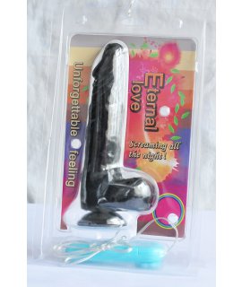 Вибромассажер фаллос с мошонкой на присоске с выносным пультом, ПВХ