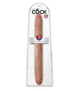 Двухсторонний фаллоимитатор загорелый King Cock 16 Thick Double Dildo - Tan