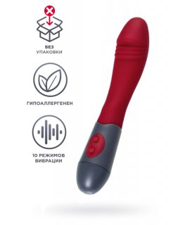 Нереалистичный вибратор, силикон, бордовый, 19,8 см