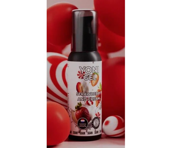 Лубрикант для орального секса SGAN YONI GEL со вкусом клубники со сливками, 100 мл