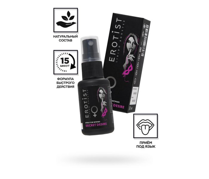 Возбуждающий спрей Erotist SECRET DESIRE, для женщин, 30мл
