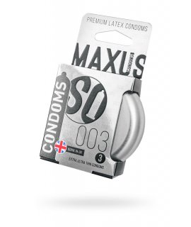 Презервативы Maxus 003, ультро-тонкие, латекс, железный кейс, 3 шт.