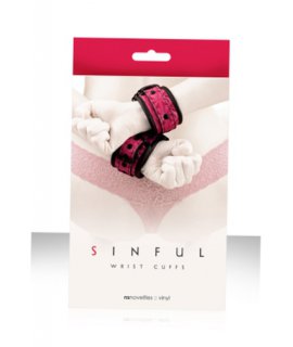 Наручники SINFUL WRIST CUFFS, соединенные цепью розовые