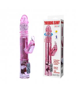 Вибромассажер с ротацией и стимуляцией клитора с USB THROBBING BUNNY
