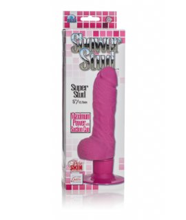Фаллоимитатор Shower Stud Super Stud на присоске с вибрацией розовый