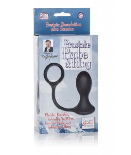 Анальная пробка Dr. Joel Kaplan Prostate Probe & Ring с эрекционным кольцом черная