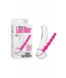 Страпон на пенис Silicone Love Rider Beaded Dual Penetrator розовый